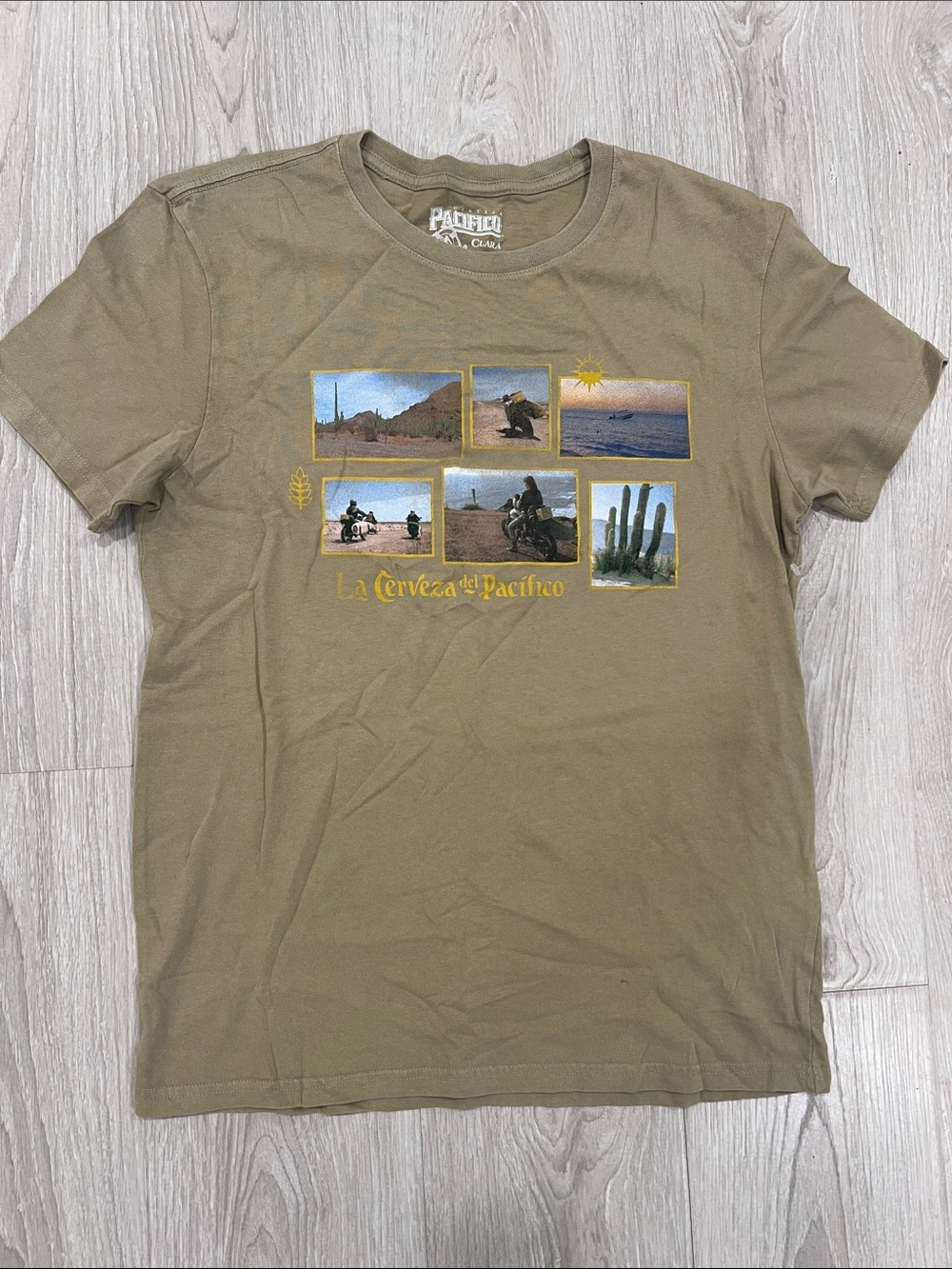 Lucky Brand Olive La Cerveza del Pacifico Graphic Short Sleeve Tee